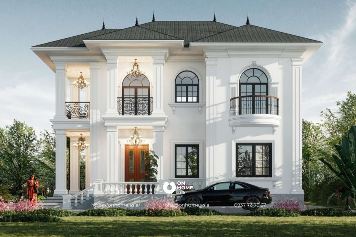 Biệt thự 2 tầng đẹp kiến trúc Pháp cuốn hút