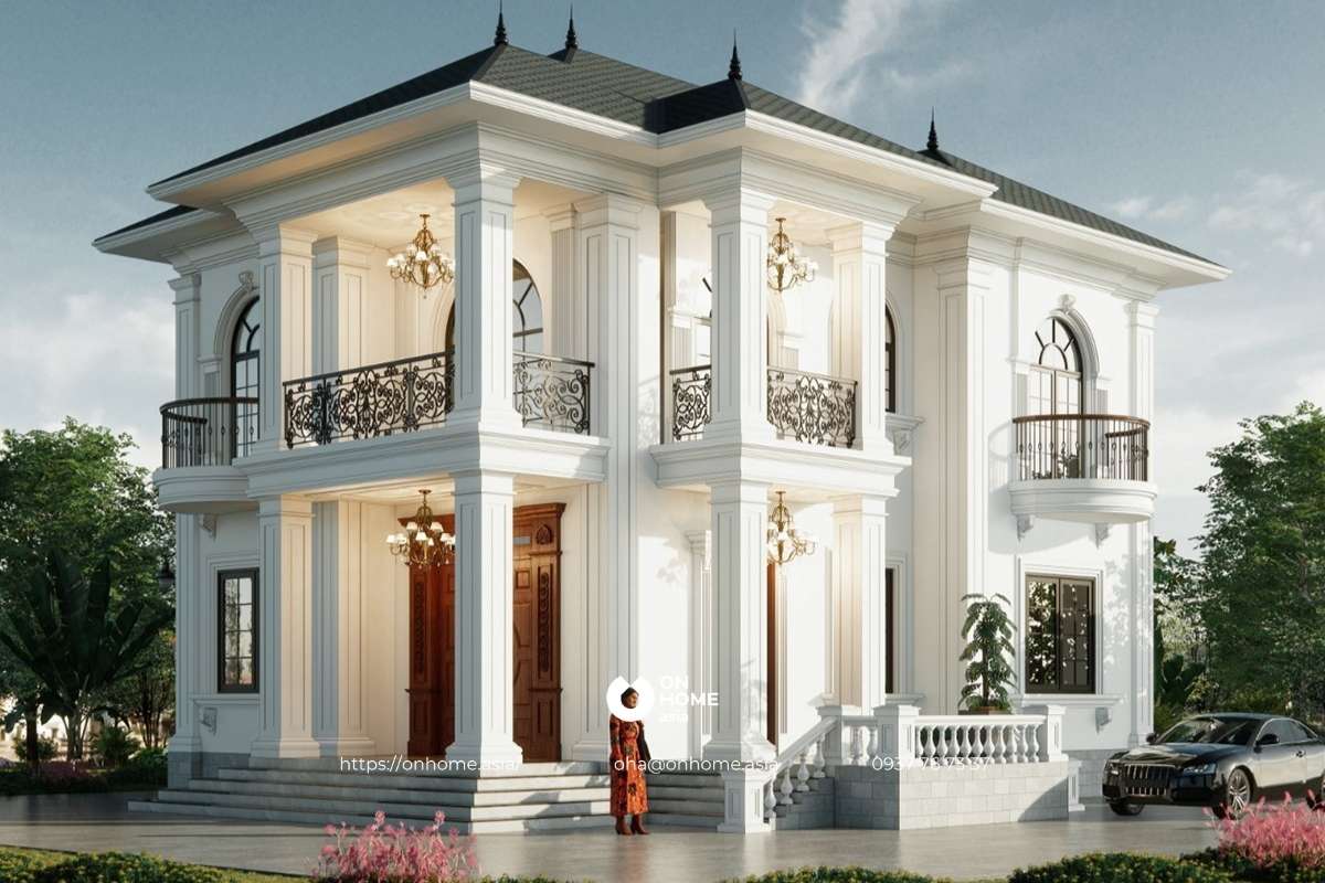Biệt thự 2 tầng đẹp kiến trúc Pháp sang chảnh