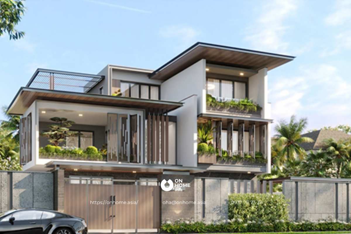 Nhà biệt thự mái Nhật 150m2 đẹp