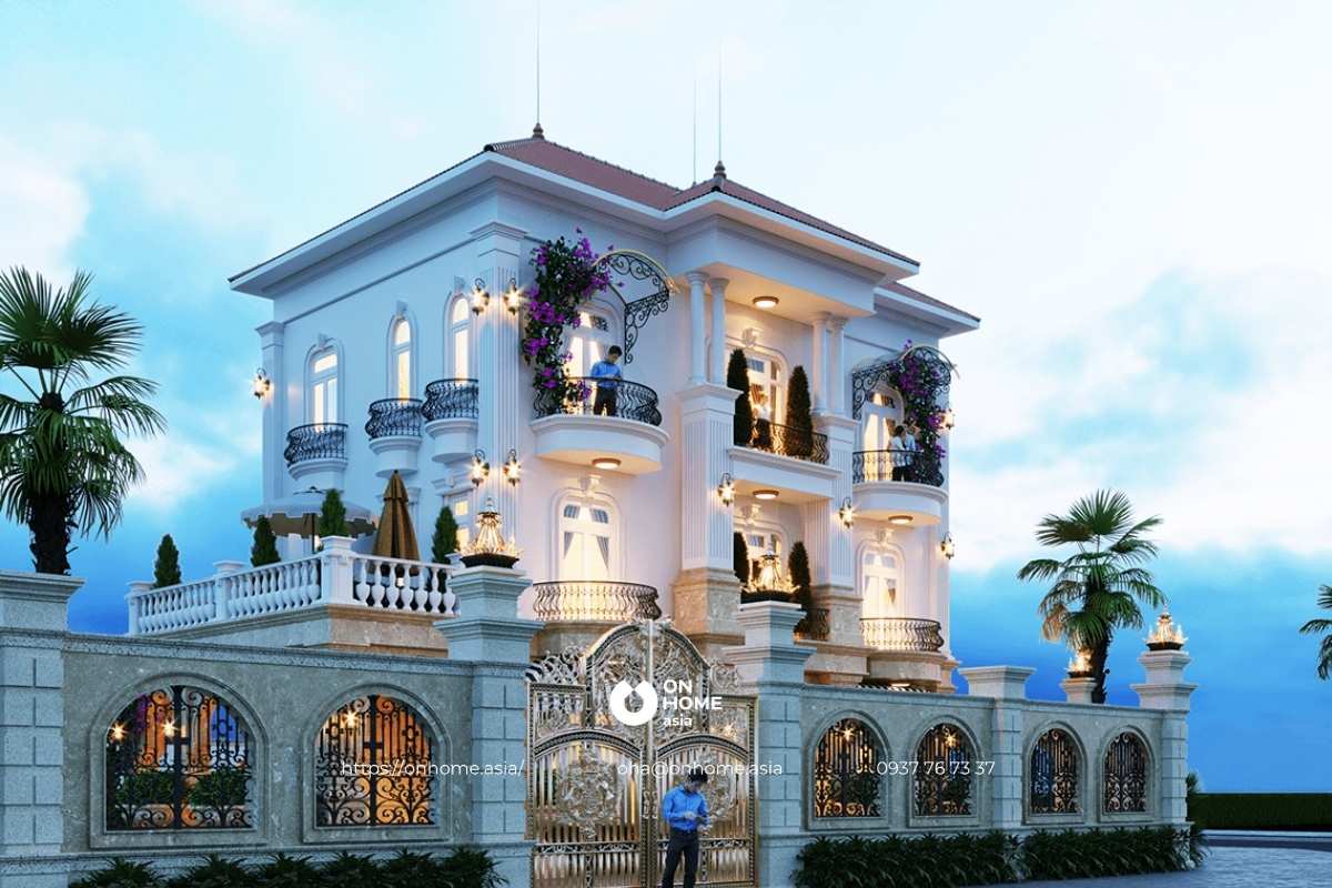 Mẫu biệt thự Tân Cổ Điển 3 tầng kiểu Pháp sang trọng