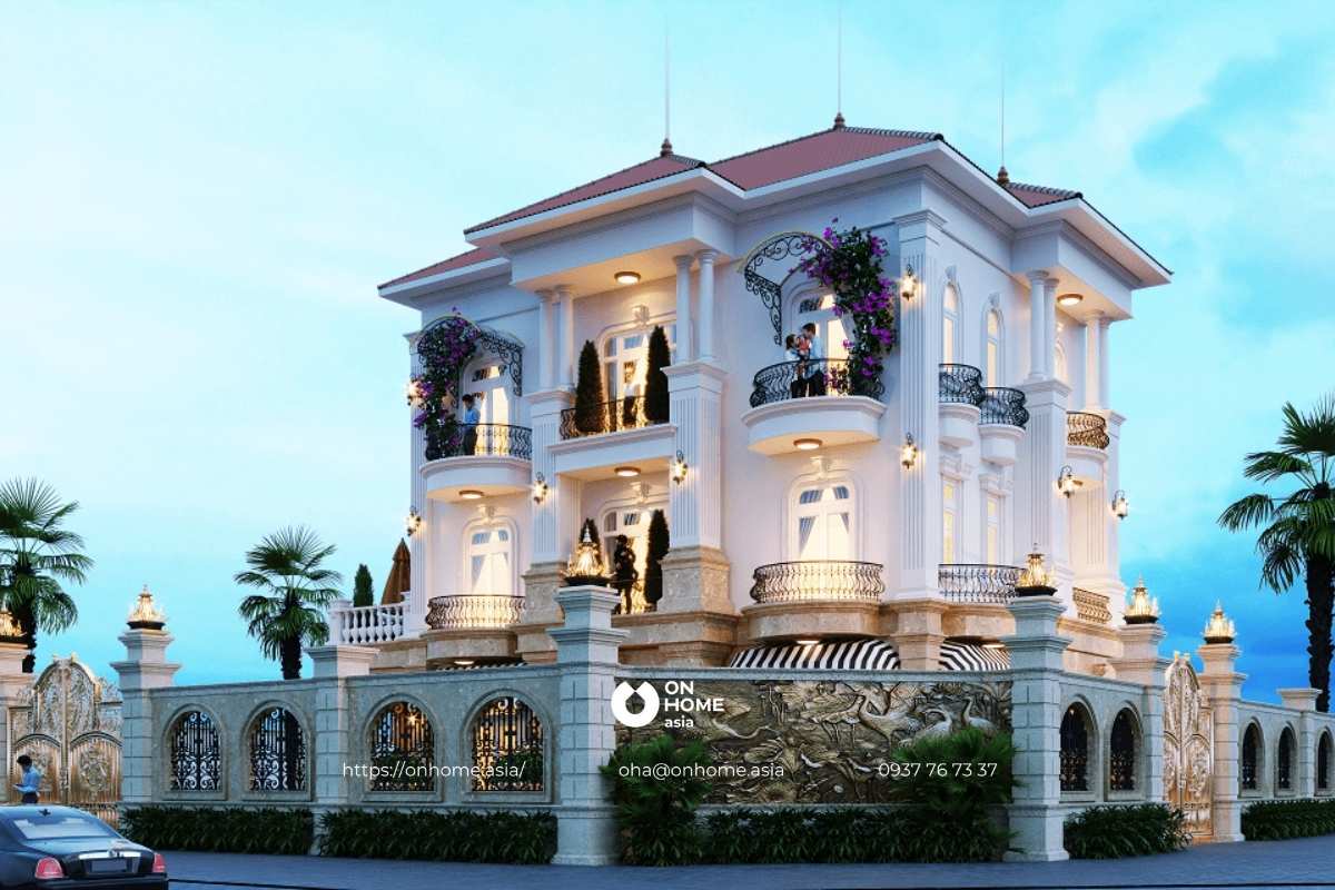Nhà biệt thự Tân Cổ Điển 3 tầng kiểu Pháp sang trọng