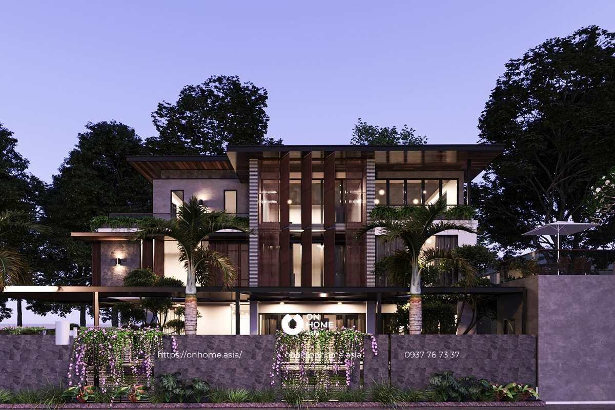 Nhà biệt thự hiện đại 3 tầng 200m2 2 mặt tiền