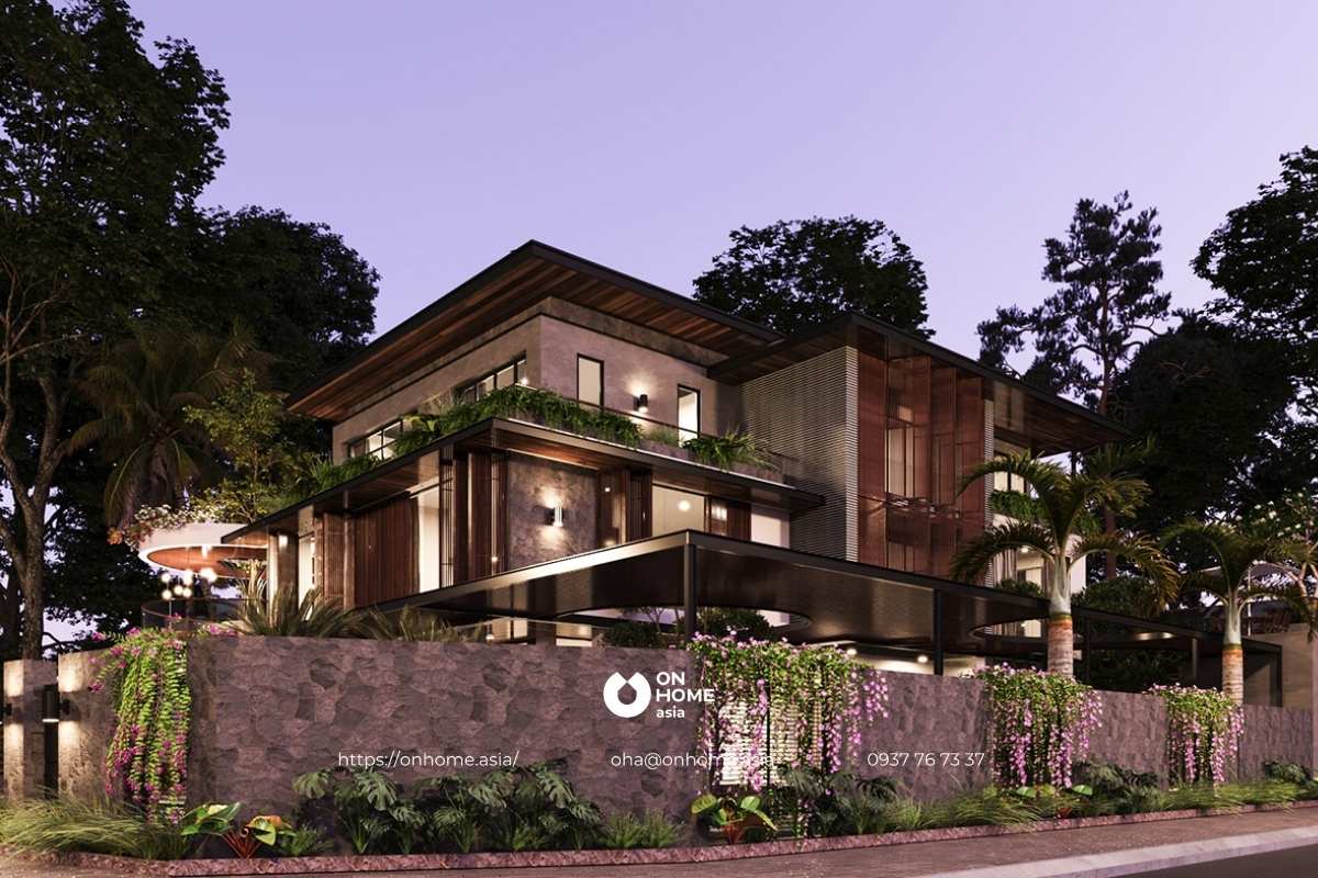 Mẫu nhà biệt thự hiện đại 3 tầng 200m2 2 mặt tiền