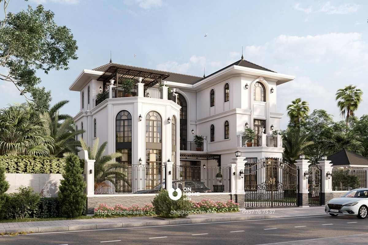 Biệt thự 3 tầng kiểu Pháp 7 phòng ngủ sang trọng
