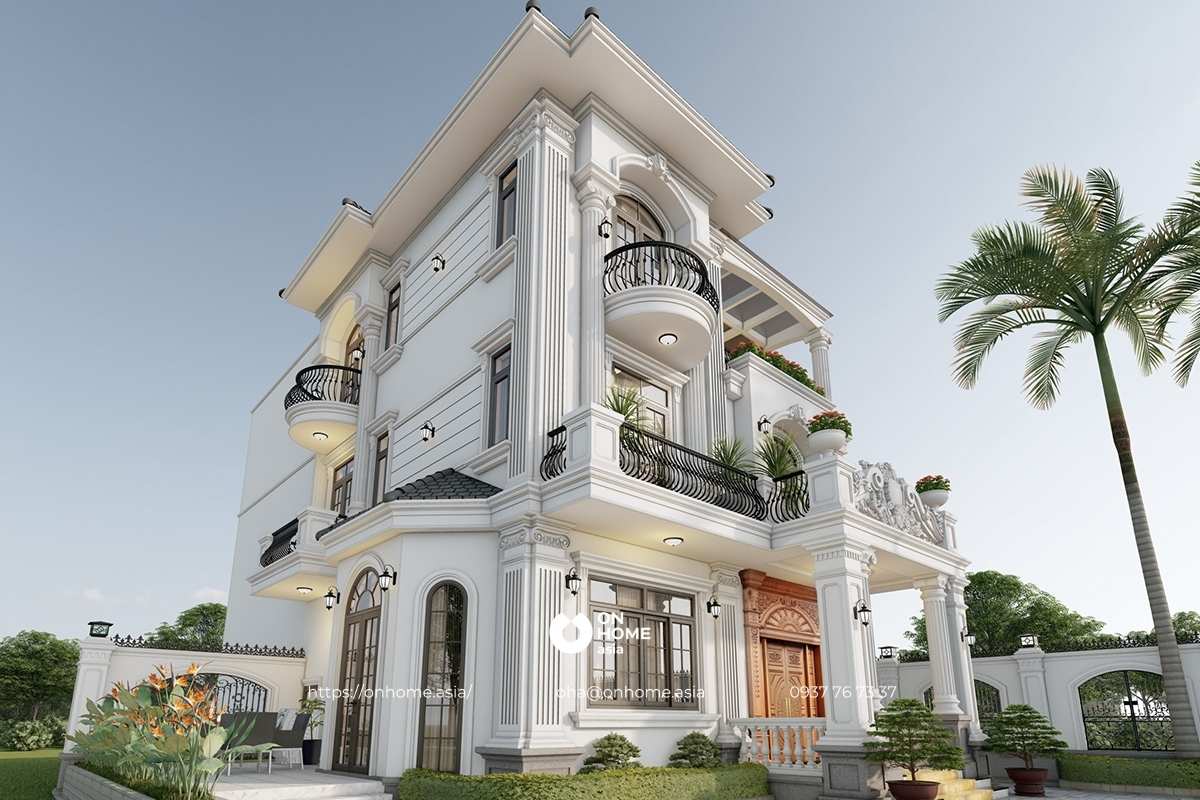 Biệt thự mái Thái 3 tầng phong cách Tân Cổ Điển 5 phòng ngủ