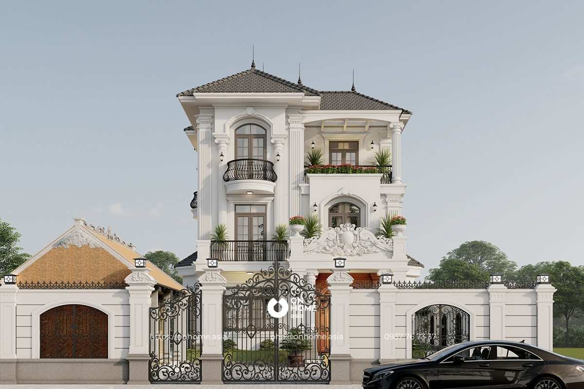 Biệt thự 3 tầng mái Thái phong cách Tân Cổ Điển sang trọng