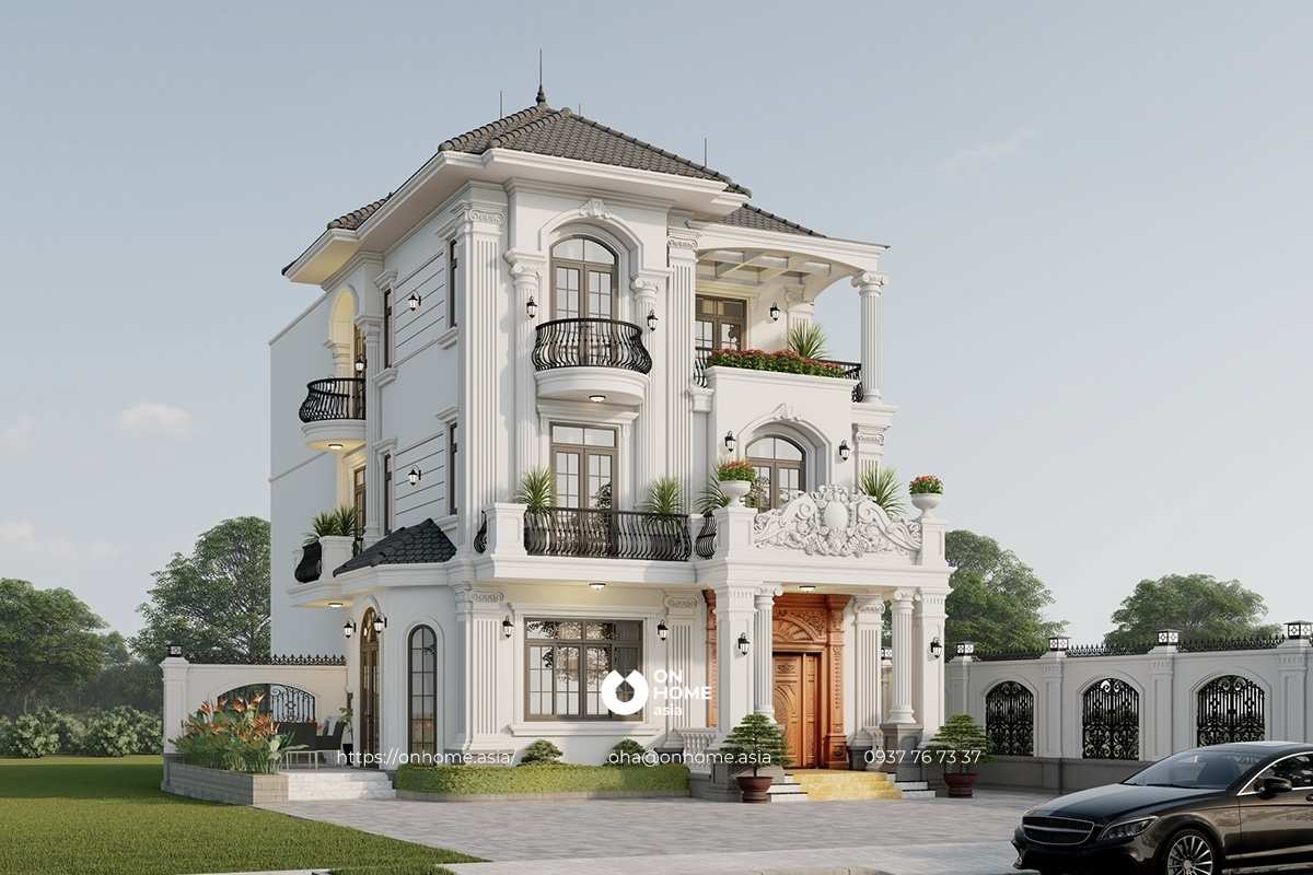 Biệt thự 3 tầng mái Thái phong cách Tân Cổ Điển sang trọng