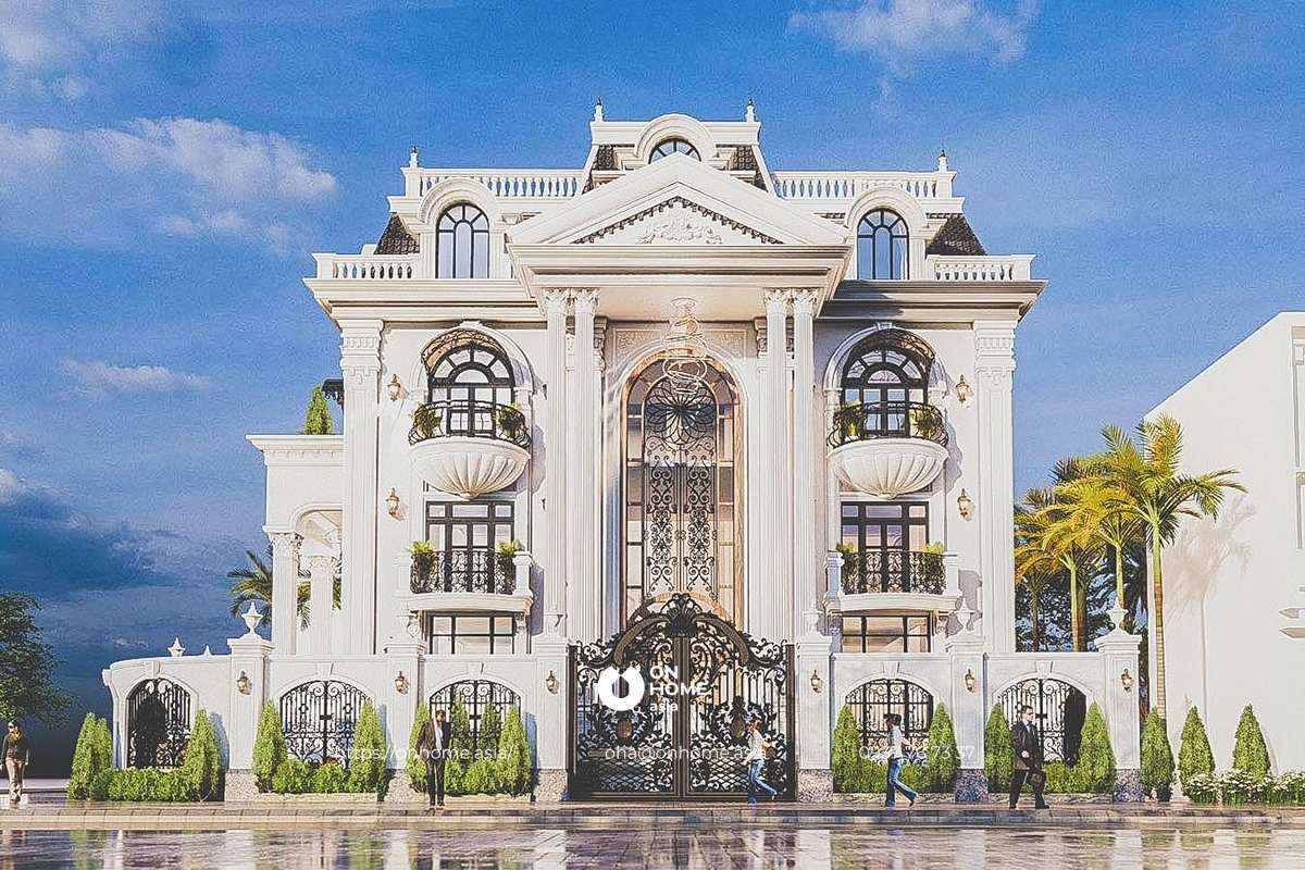 Mẫu thiết kế biệt thự 3 tầng Tân Cổ Điển 2 mặt tiền