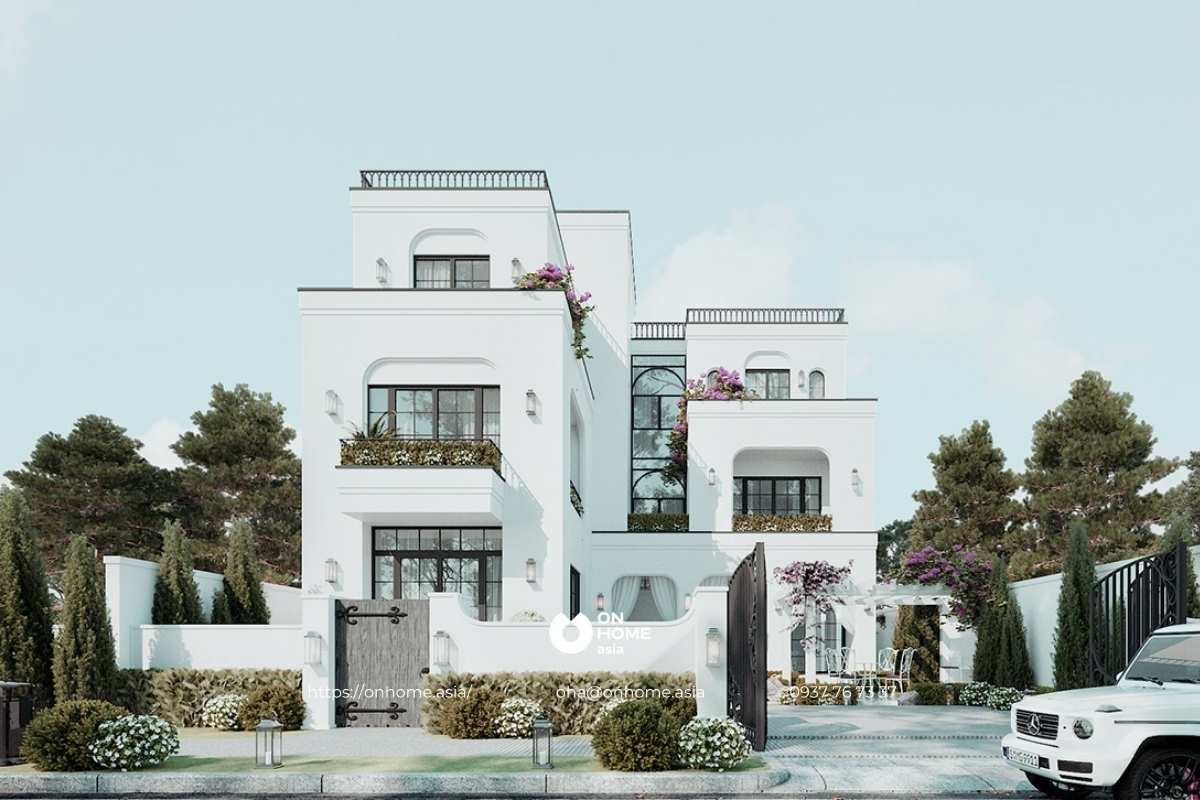 Biệt thự 3 tầng 200m2 hiện đại 6 phòng ngủ