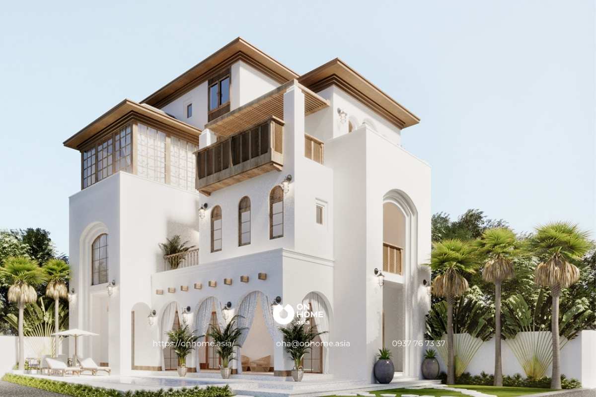 Mẫu biệt thự hiện đại 3 tầng 5 phòng ngủ