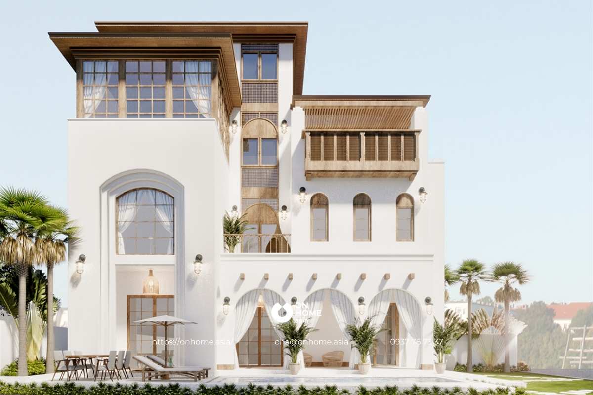 Mẫu biệt thự hiện đại 3 tầng 5 phòng ngủ