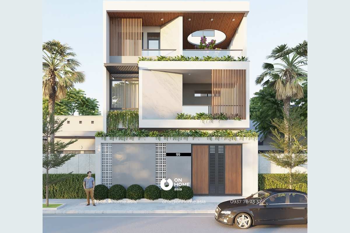 Mẫu nhà biệt thự 3 tầng hiện đại có tầng hầm đẹp