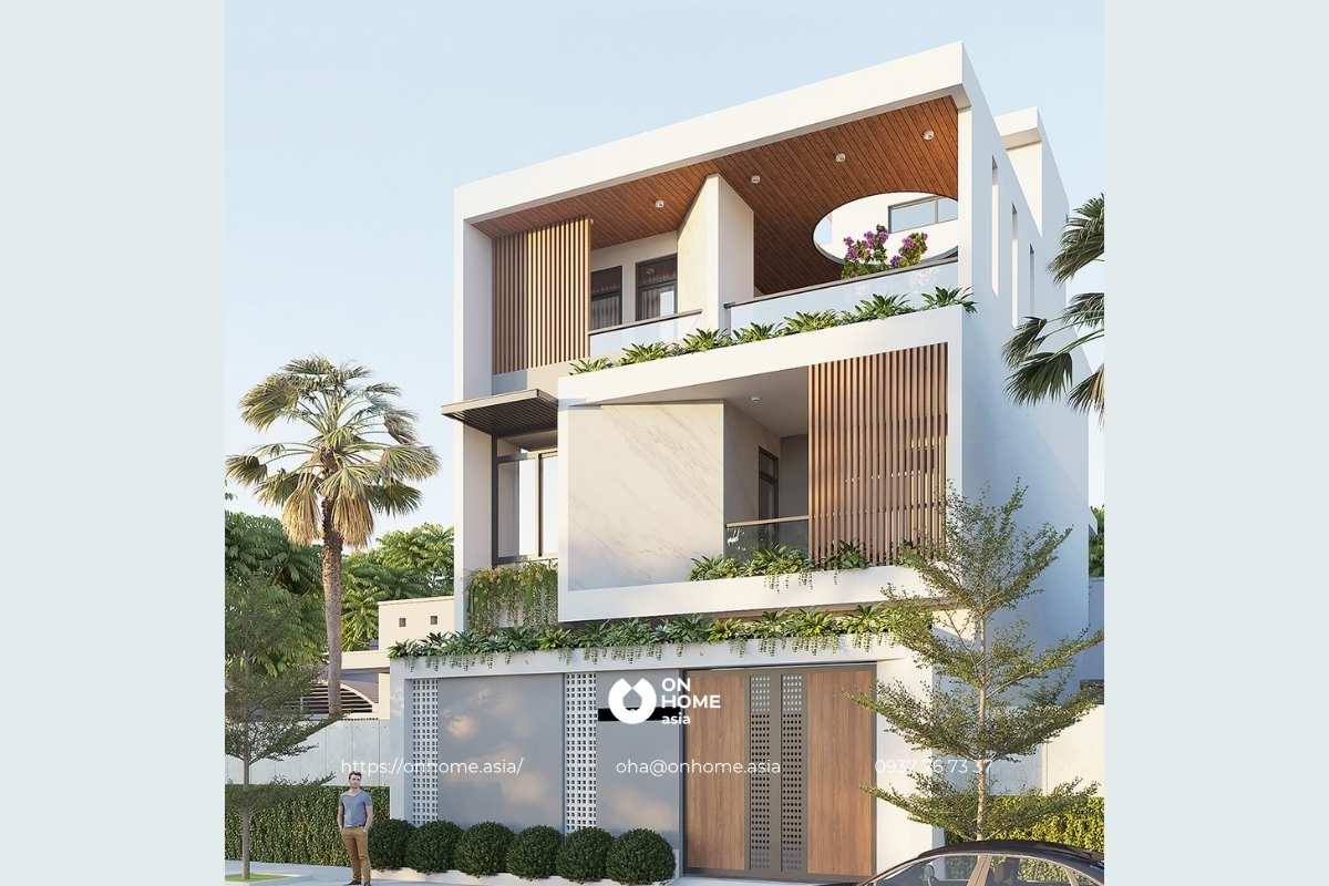 Nhà biệt thự hiện đại 3 tầng có tầng hầm