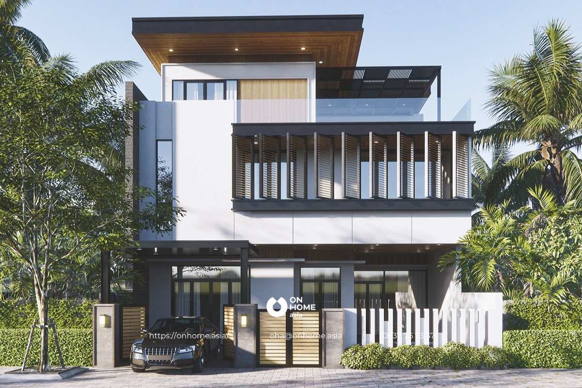 Thiết kế biệt thự kiểu Nhật 3 tầng có tầng hầm đẹp