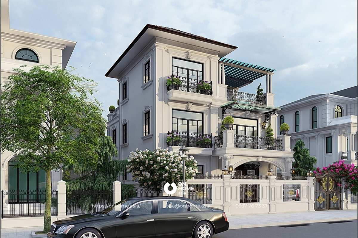 Biệt thự 3 tầng mái Nhật phong cách Tân Cổ Điển đẹp