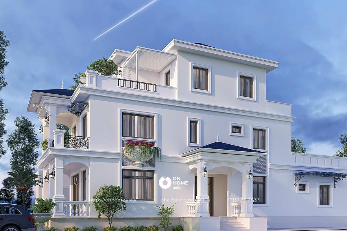 Biệt thự 3 tầng hiện đại mái Thái 2 mặt tiền đẹp