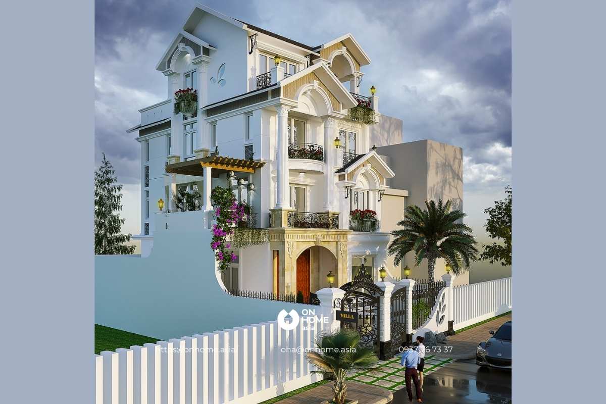 Thiết kế biệt thự 3 tầng mái Thái đơn giản mà đẹp