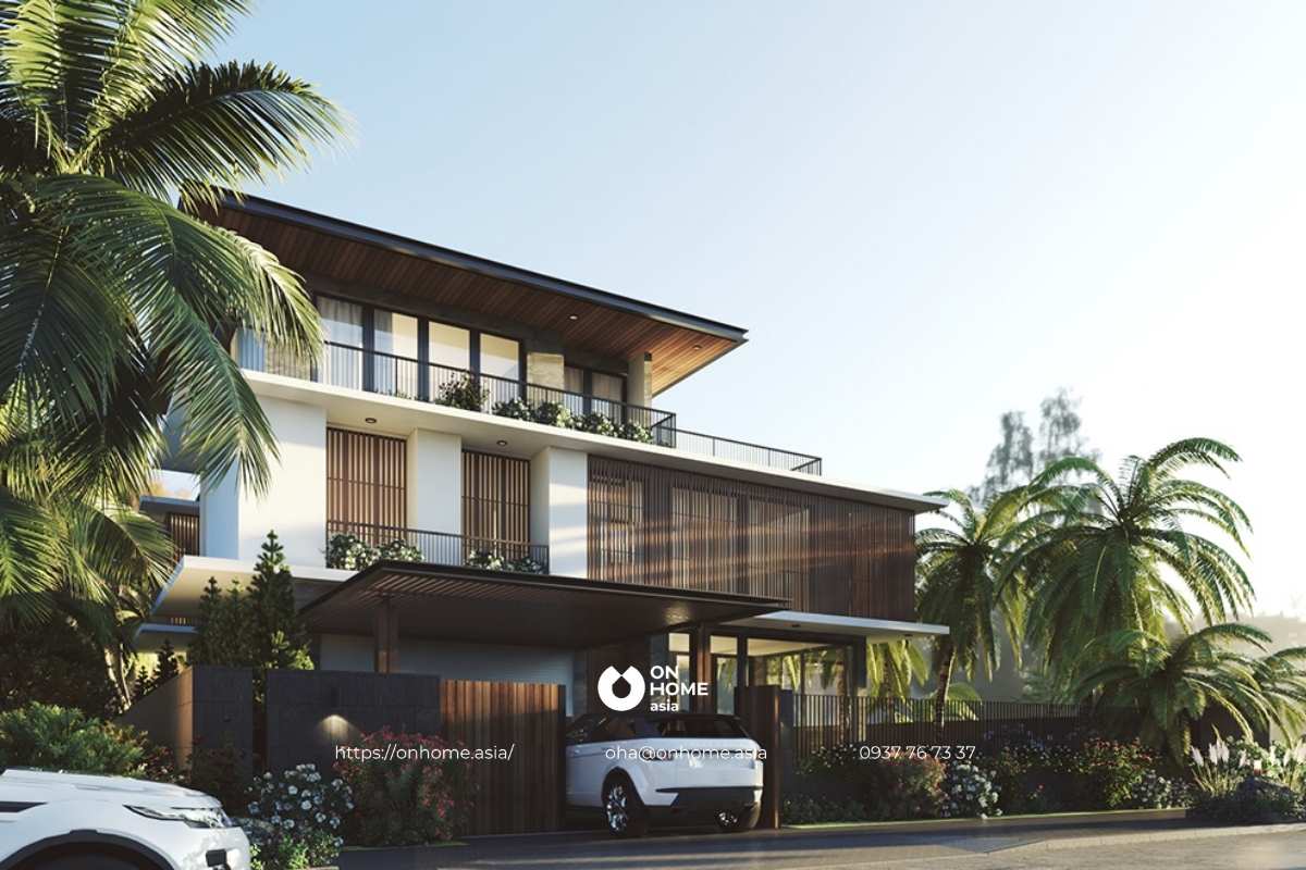 Nhà biệt thự kiểu Nhật 3 tầng sân vườn đẹp