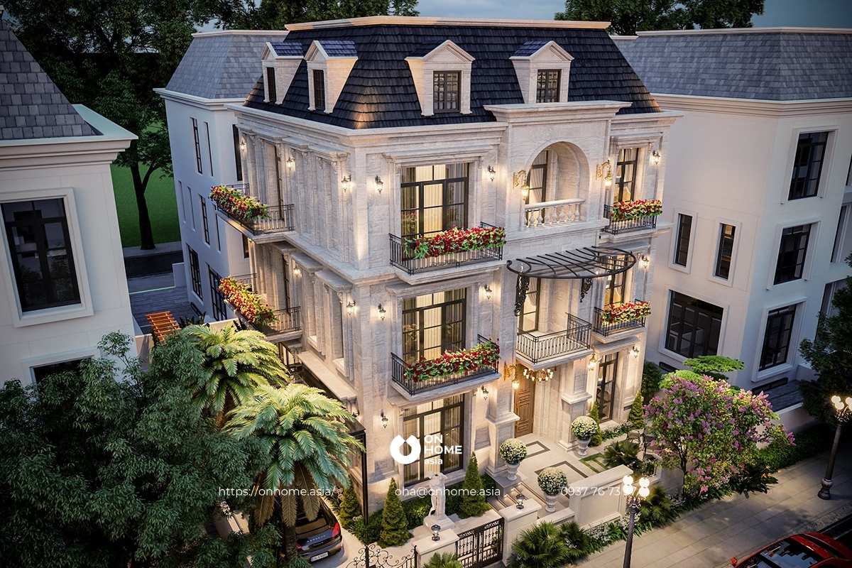 Nhà biệt thự 3 tầng kiến trúc Pháp đẹp