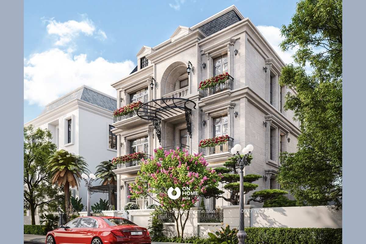 Thiết kế nhà biệt thự 3 tầng kiến trúc Pháp