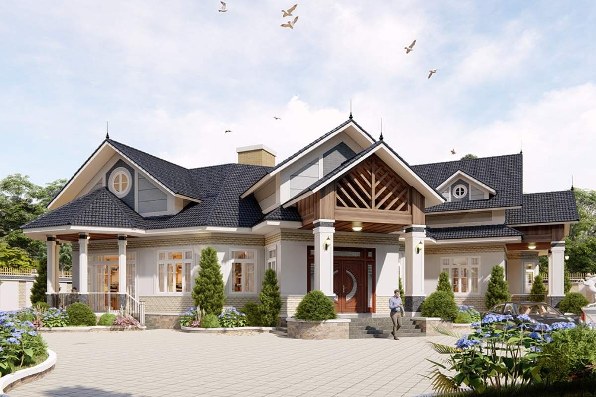 Biệt thự sân vườn mái Thái 1 tầng sang chảnh