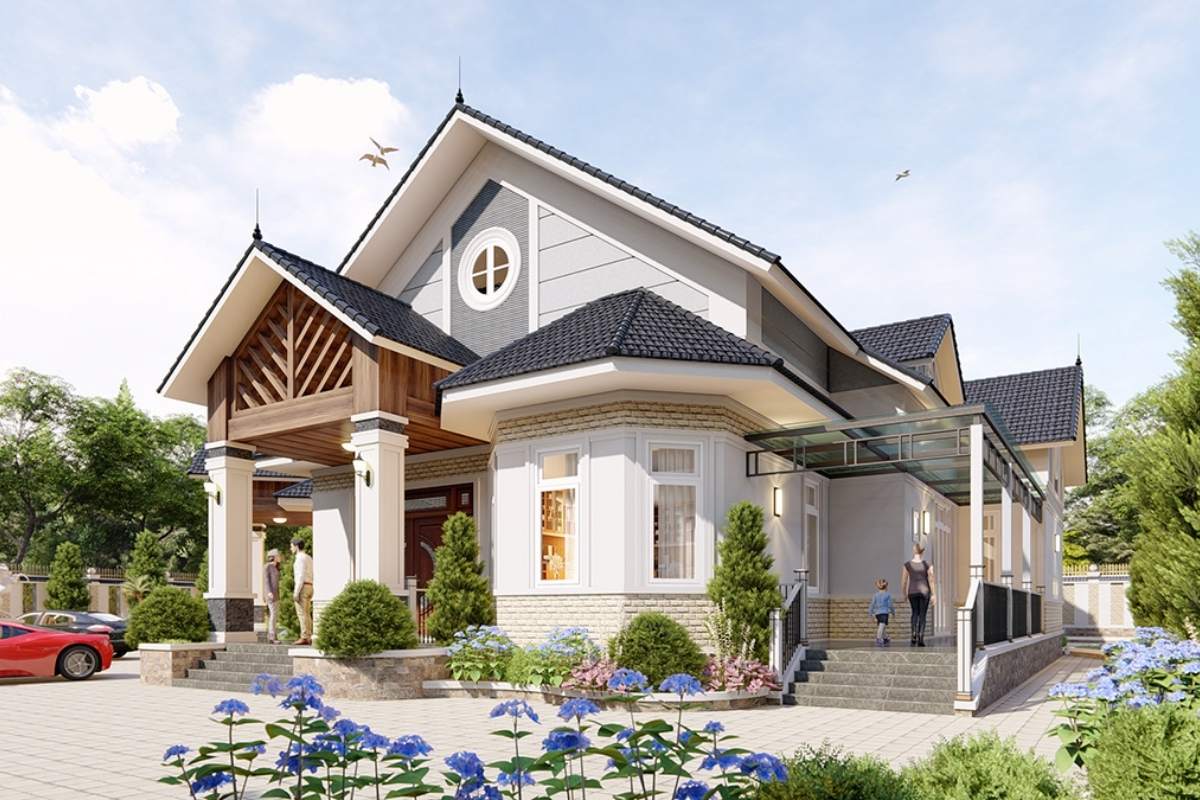 Biệt thự sân vườn mái Thái 1 tầng đẹp