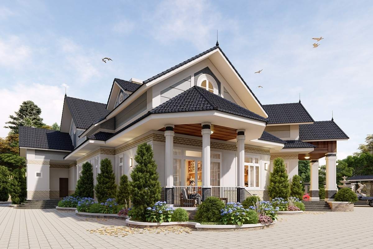 Biệt thự sân vườn mái Thái 1 tầng sang chảnh