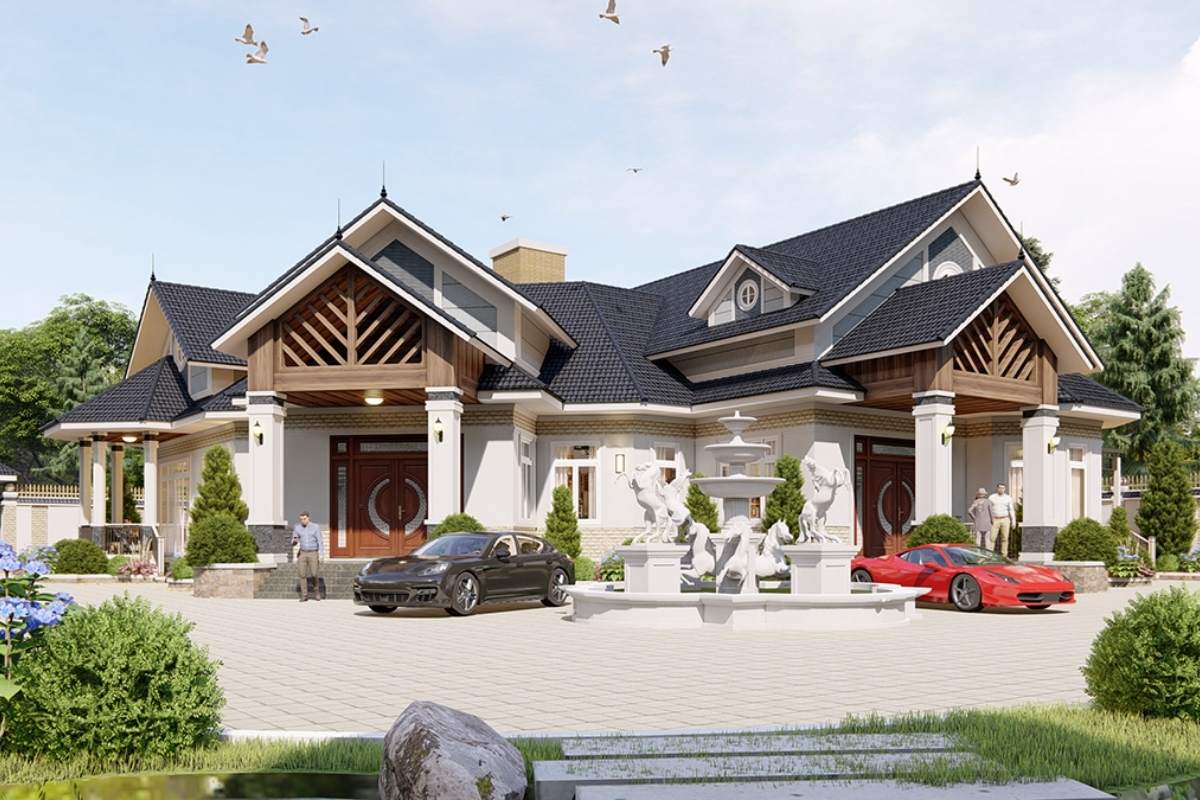 Biệt thự sân vườn mái Thái 1 tầng đẹp