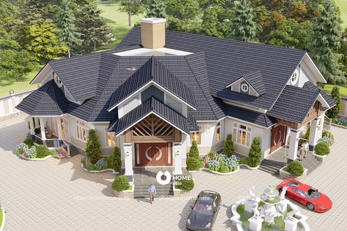 Biệt thự sân vườn mái Thái 1 tầng đẹp