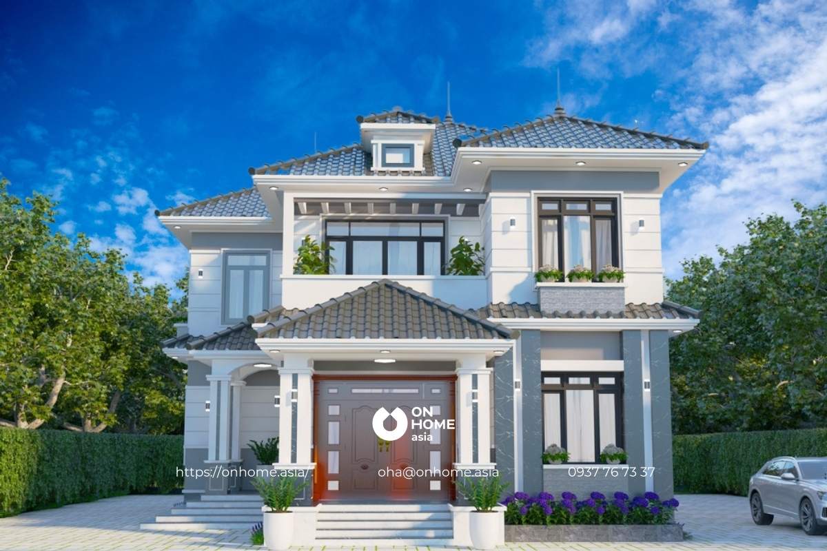 Thiết kế biệt thự mái Thái 200m2 đẹp