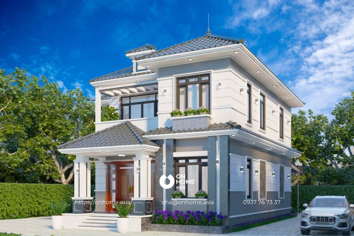 Thiết kế biệt thự mái Thái 2 tầng 200m2