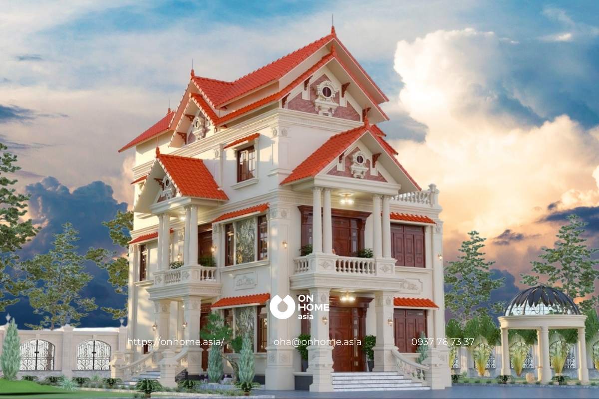 Nhà biệt thự mái Thái 3 tầng 5 phòng ngủ sang trọng