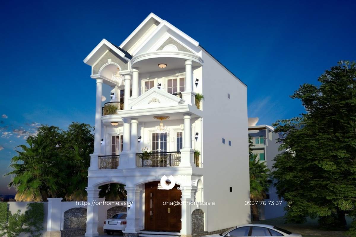 Nhà biệt thự mái Thái Tân Cổ Điển đẹp