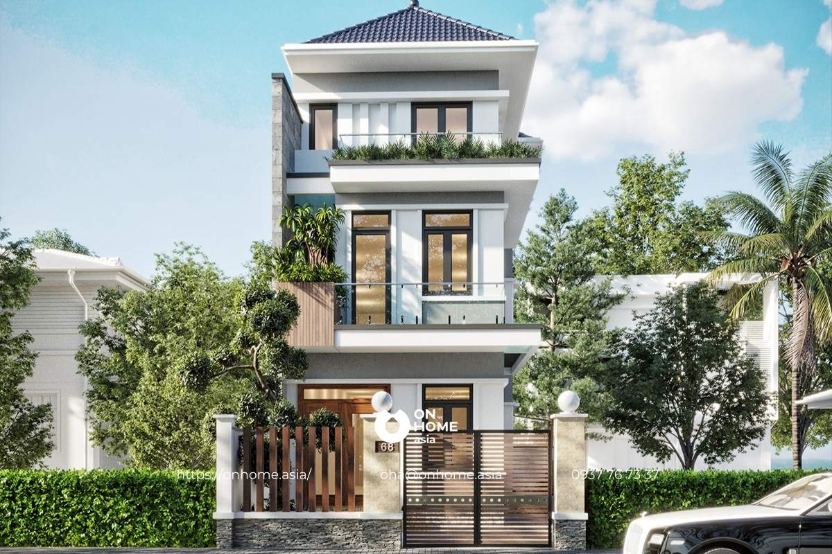 Bản vẽ thiết kế biệt thự 3 tầng mái Thái