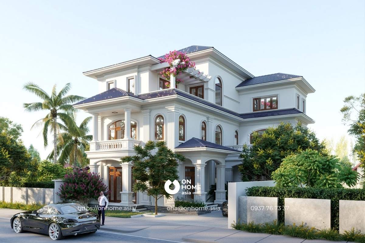 Mẫu thiết kế biệt thự mái Thái 3 tầng sang chảnh