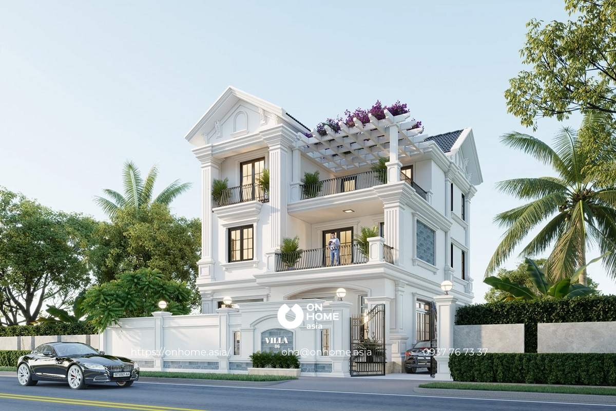 Biệt thự mái Thái 3 tầng đẹp 4 phòng ngủ