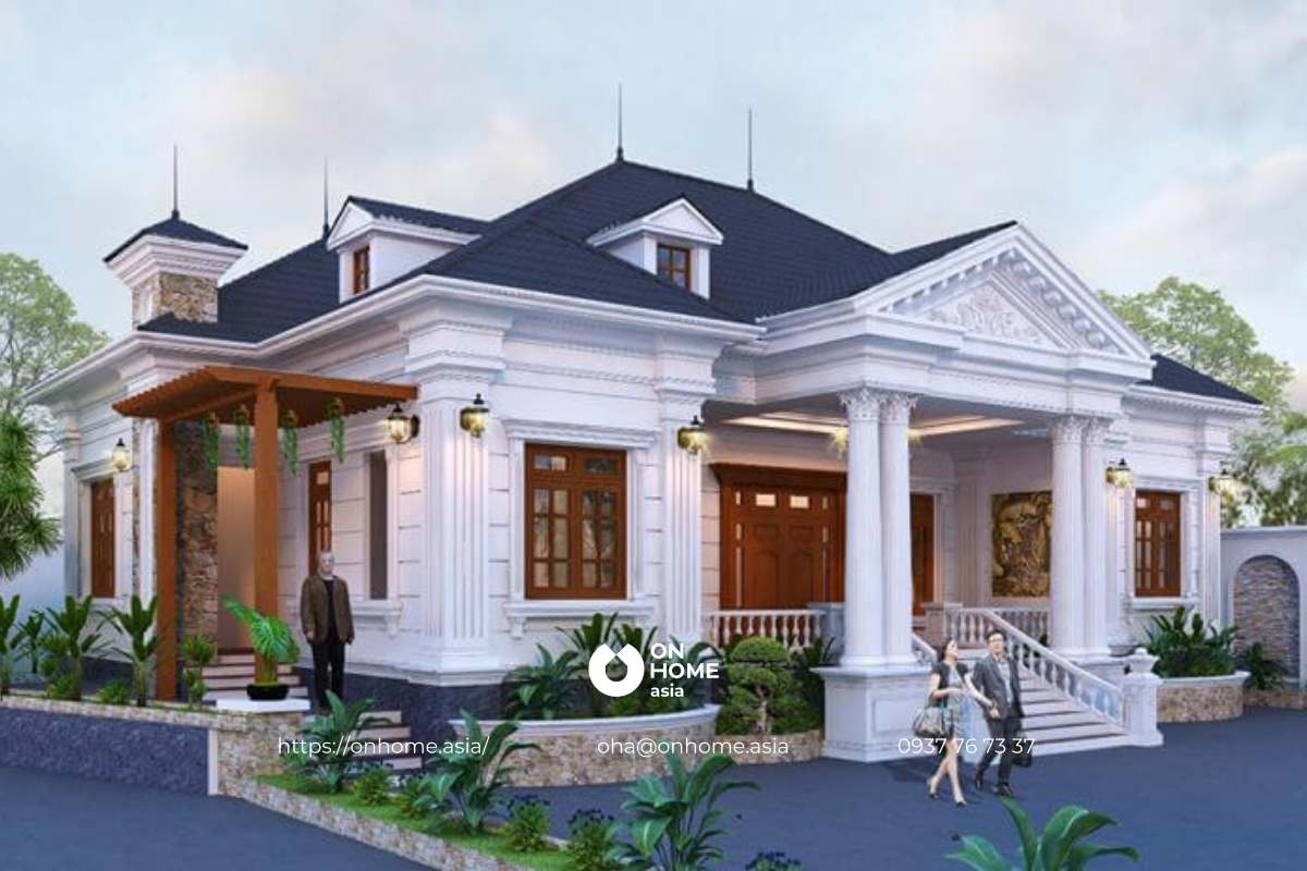 Mẫu biệt thự nhà vườn 1 tầng 3 phòng ngủ đẹp