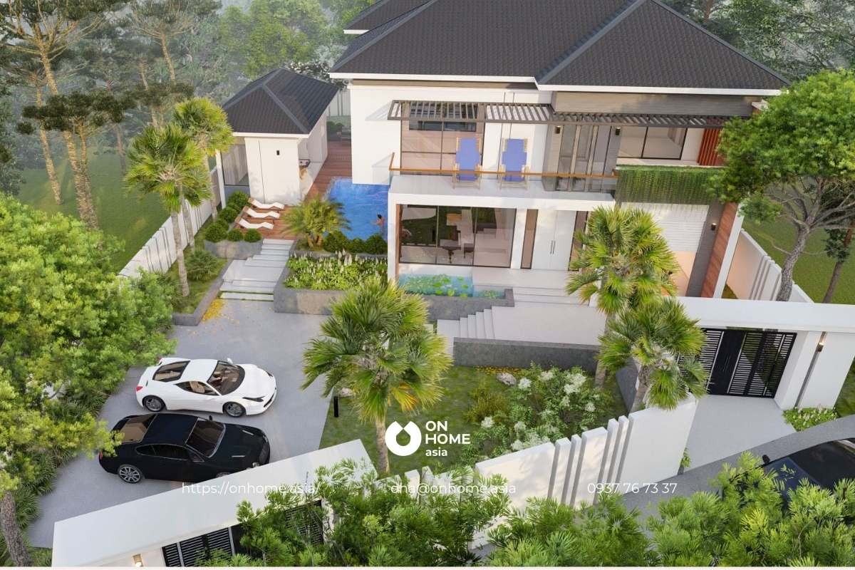 Biệt thự nhà vườn mái Nhật 4 phòng ngủ