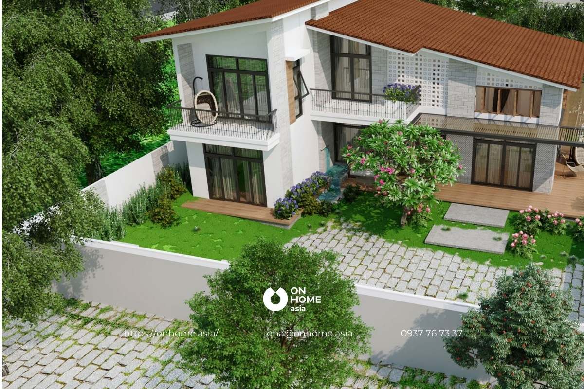 Biệt thự vườn mini 7x15 mái lệch độc đáo