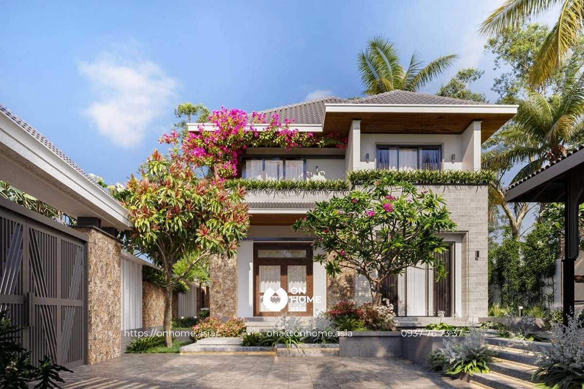 Biệt thự vườn 2 tầng mái Nhật đẹp