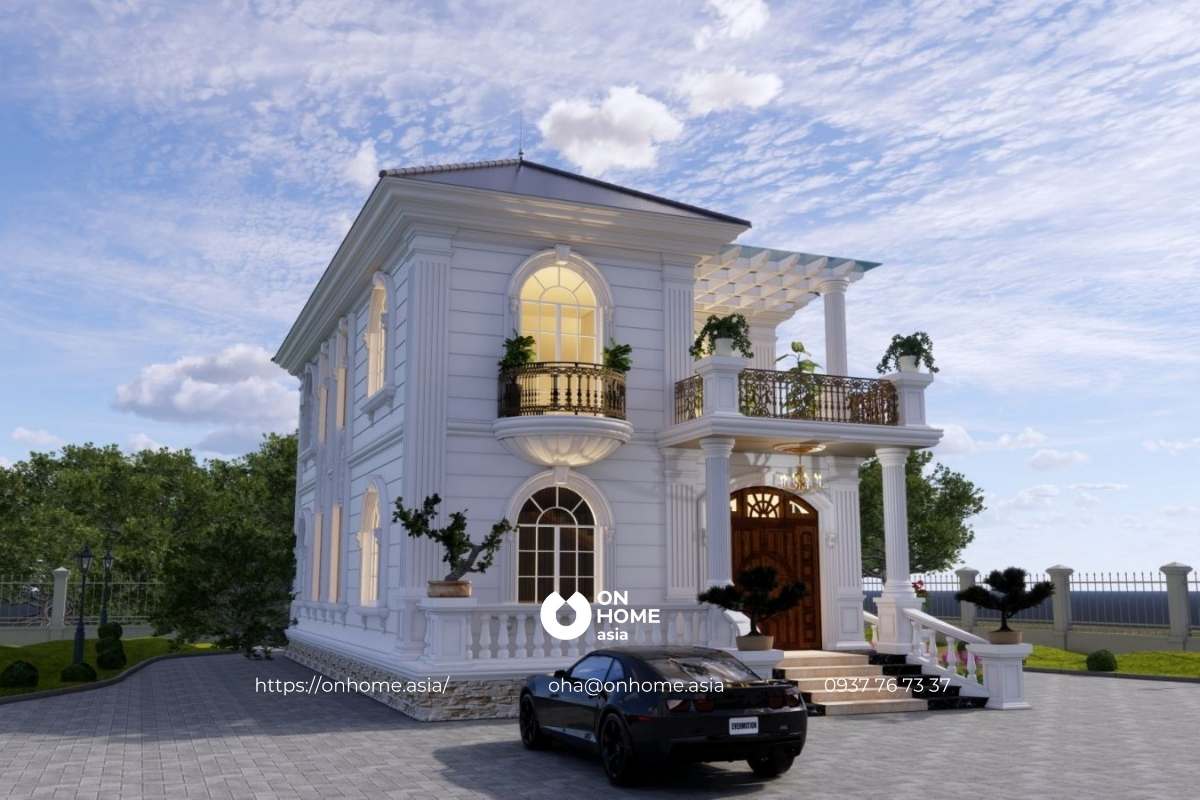 Biệt thự nhà vườn 2 tầng Tân Cổ Điển sang trọng