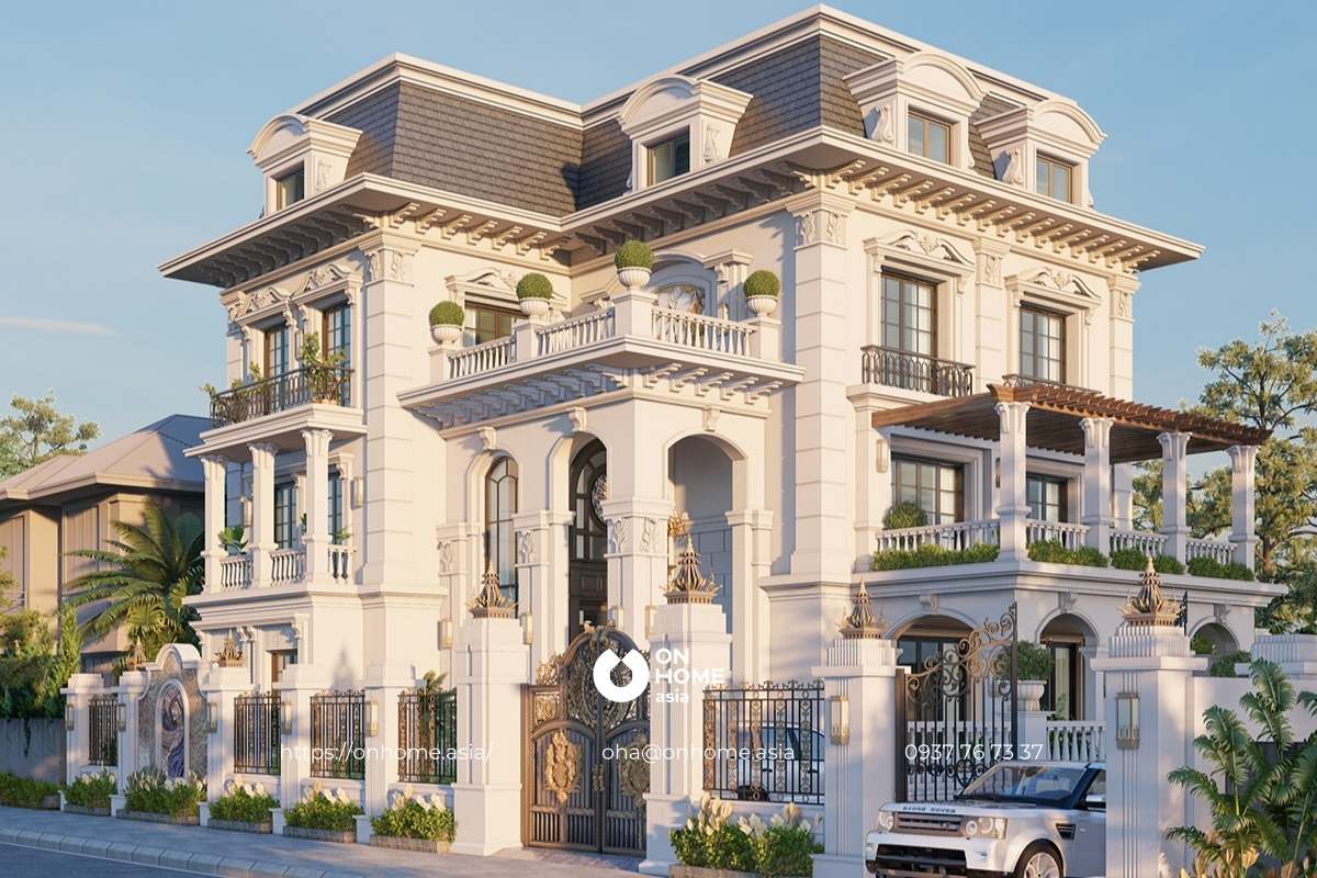 Biệt thự 3 tầng sân vườn kiến trúc Pháp sang trọng