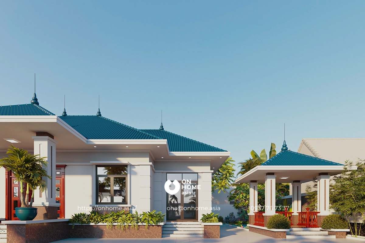 Mẫu biệt thự sân vườn đẹp 1 tầng mái Nhật đẹp