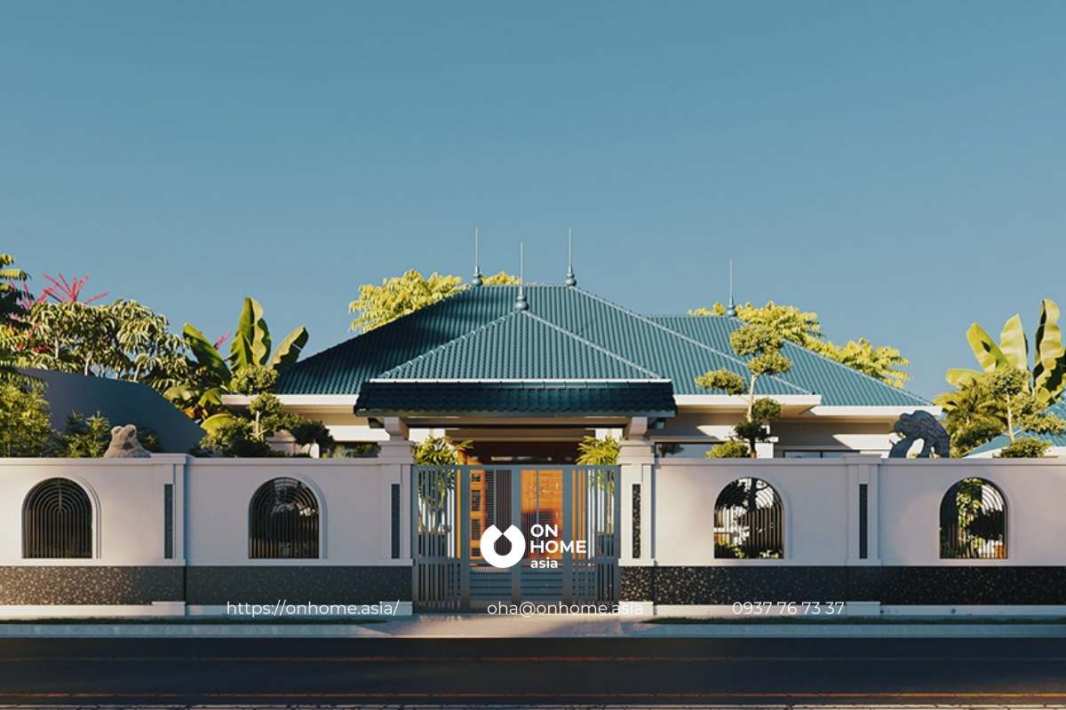 Biệt thự sân vườn đẹp 1 tầng 3 phòng ngủ