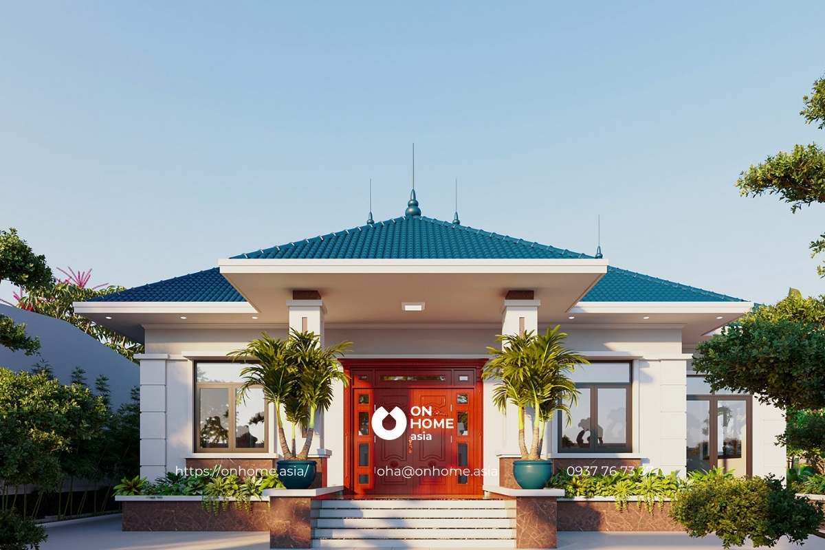 Mẫu thiết kế biệt thự sân vườn đẹp 1 tầng mái Nhật