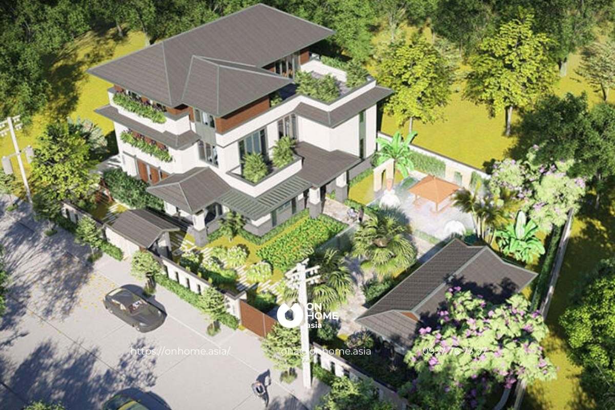 Biệt thự vườn mái Nhật 3 tầng ấn tượng