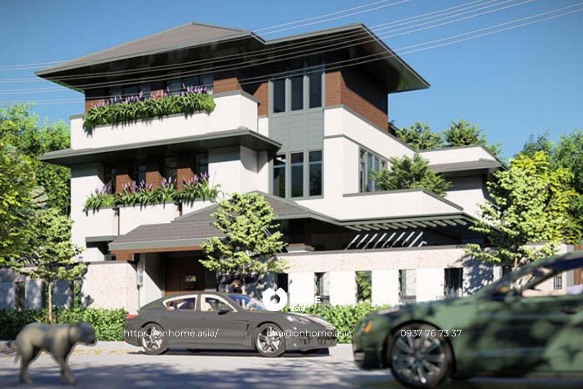 Biệt thự vườn mái Nhật 3 tầng ấn tượng