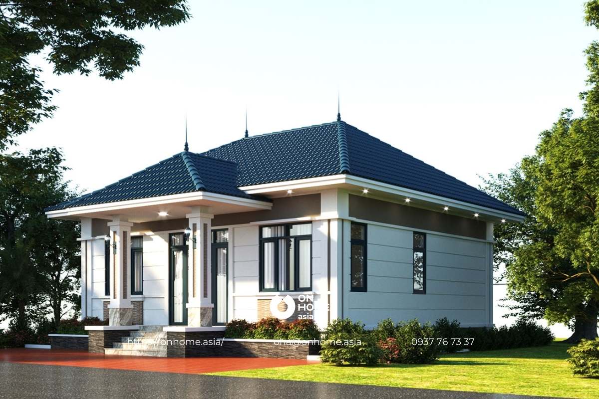 Mẫu biệt thự vườn 1 tầng đơn giản