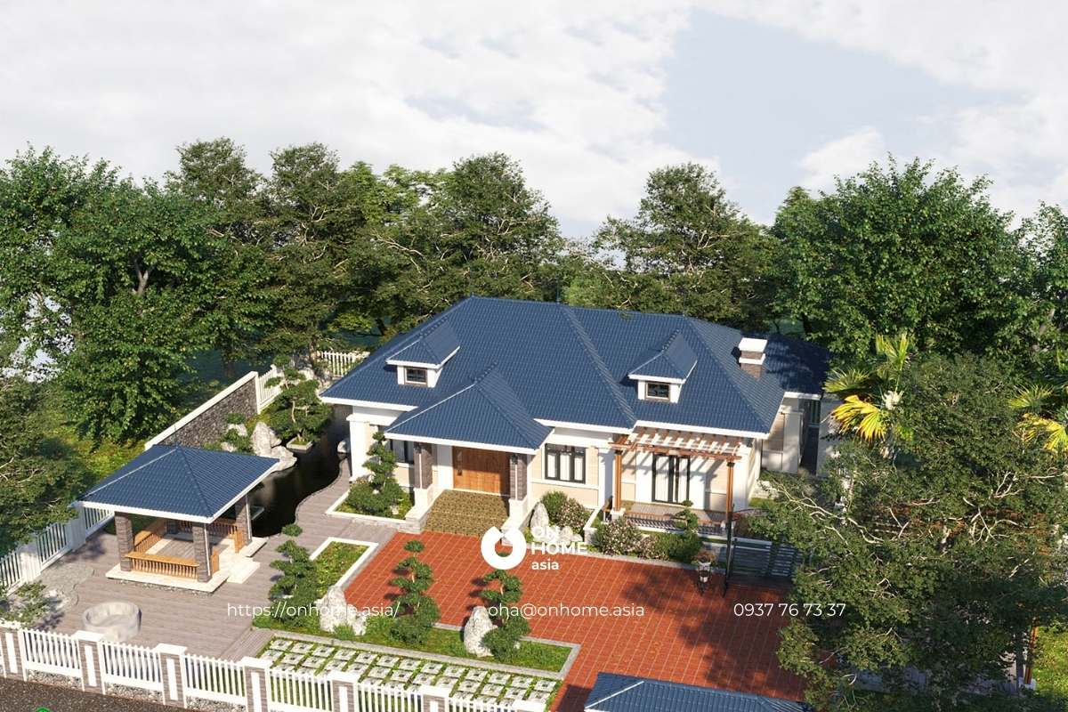 Biệt thự vườn cấp 4 sang trọng 4 phòng ngủ mái Nhật