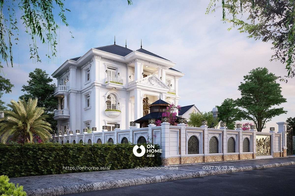 Biệt thự nhà vườn 3 tầng phong cách Tân Cổ Điển